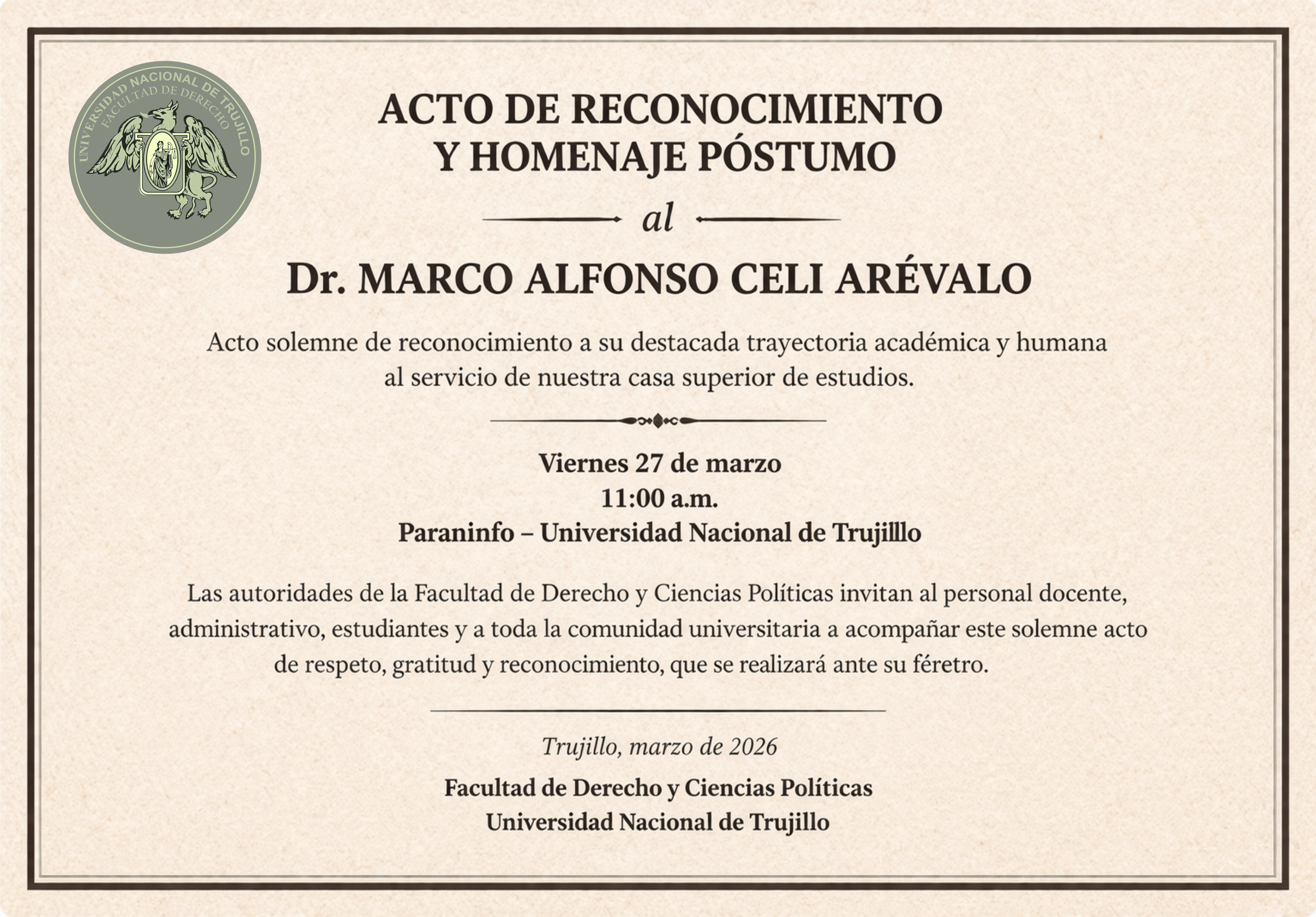 Acto de Reconocimiento y Homenaje Póstumo